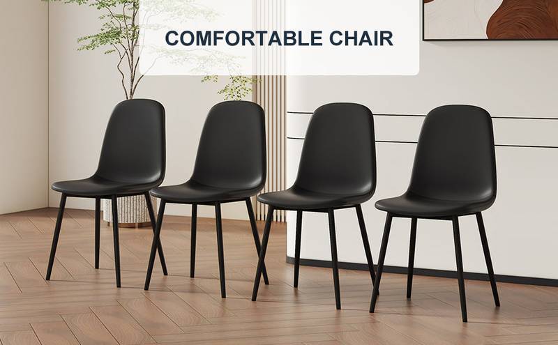 Sleek Black Dining Chair Set - Modern Comfort in Every Seat!