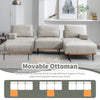Cozy L-Shaped Sectional Sofa with Ottoman - Plush Beige Comfort for Your Living Room