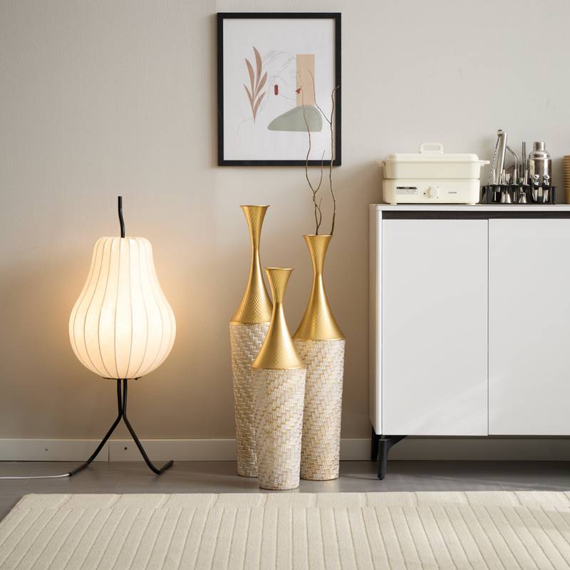 Chic Woven Metal Vase Trio