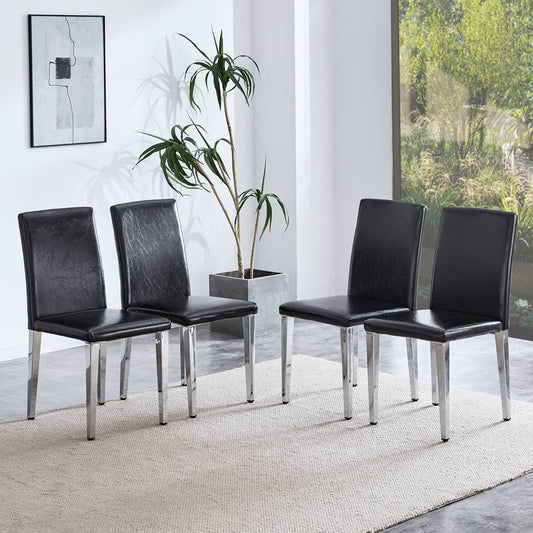 Sleek Black Backrest Chairs with Silver Legs - Modern Minimalist Chic!