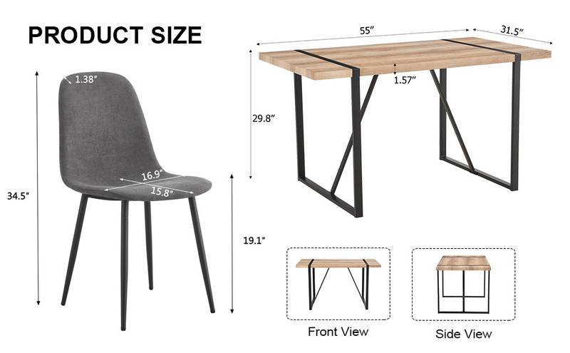 Rustic Modern Dining Set with Upholstered Chairs