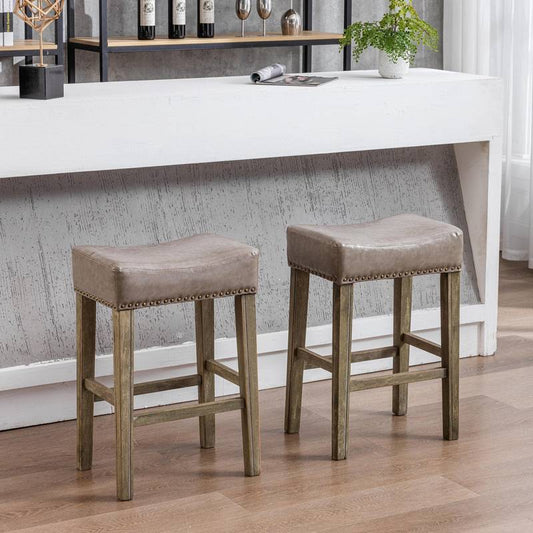 Stylish Gray Backless Bar Stools - Set of Two