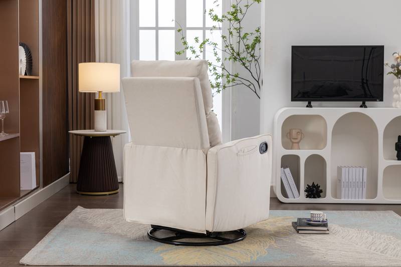 Cozy Beige Swivel Rocker Glider Chair