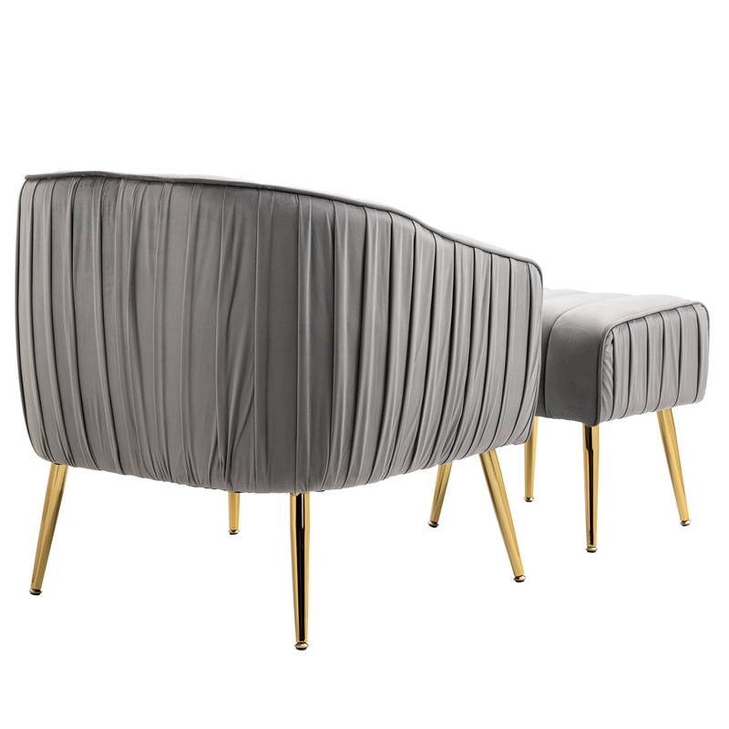 Chic Velvet Barrel Chair & Ottoman Set