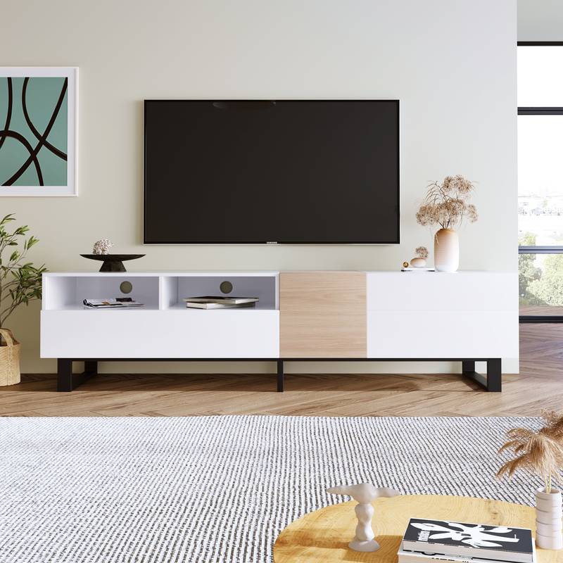 Stylish TV Stand with Ample Storage & Drop-Down Door