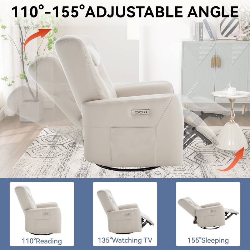 Cozy Comfort Power Recliner with Lumbar Support & USB Charging