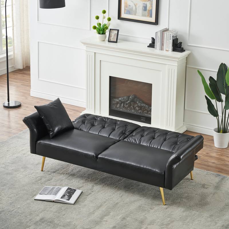 Cozy Convertible Faux Leather Sofa Bed