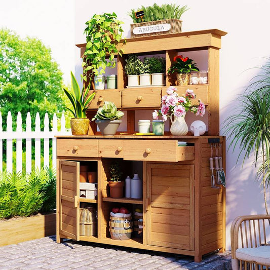 TOPMAX Tall Garden Potting Bench & Storage Station