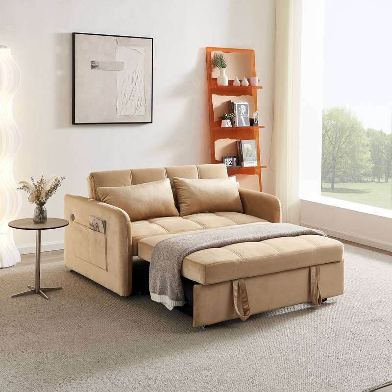 Cozy Khaki Twin Sofa Bed