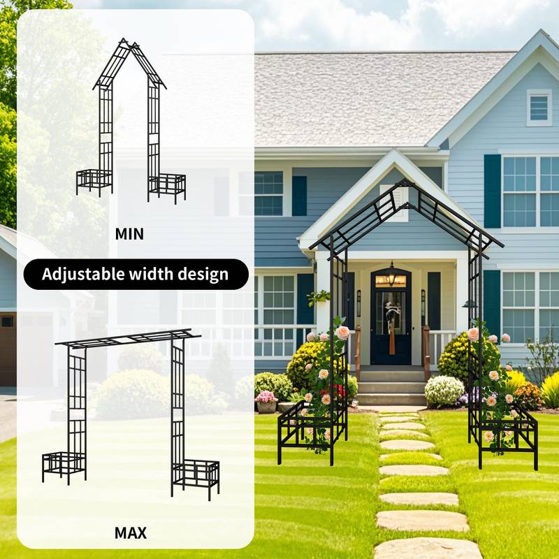 Adjustable Black Garden Arch for Climbing Plants
