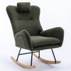 Cozy Rocking Chair with Pocket - Soft Teddy Fabric Glider in Dark Green