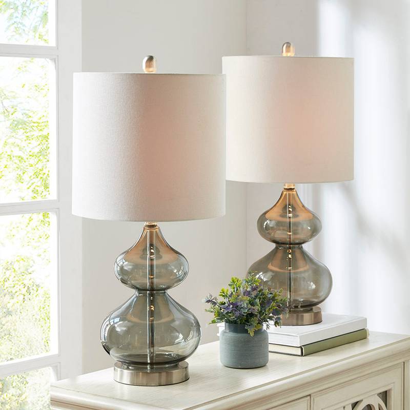 Curvy Glass Table Lamps - Set of Two