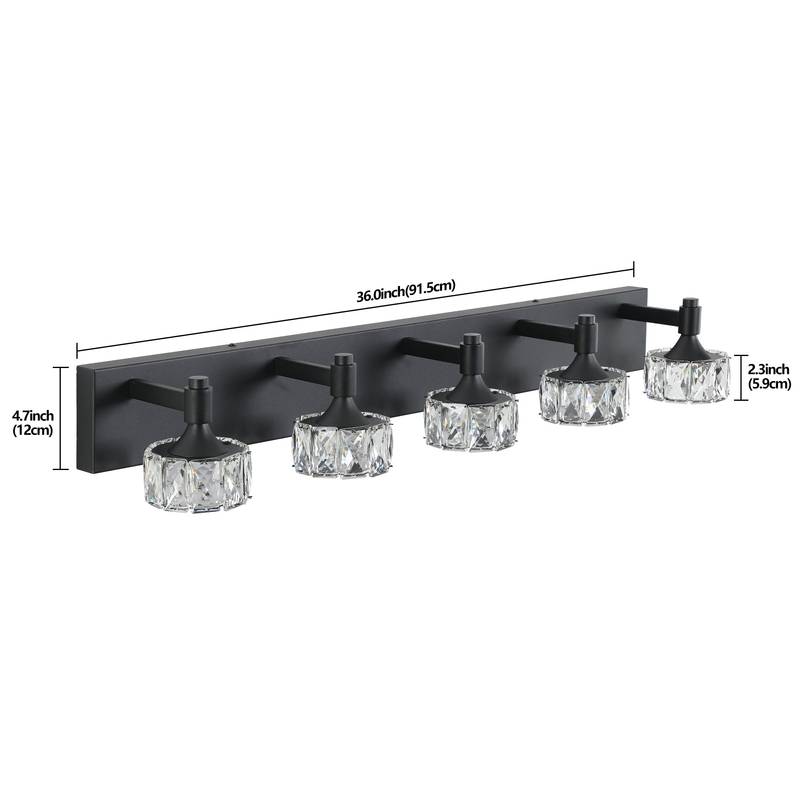 Sleek Black Crystal Vanity Light