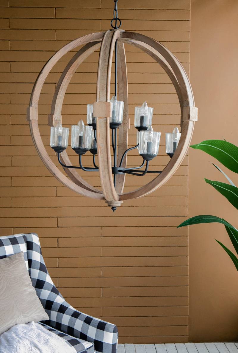 Wooden Glow Chandelier – Stylish Hanging Light for Any Space