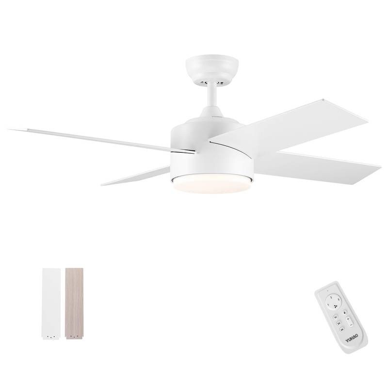 Sleek LED Ceiling Fan with White Blades