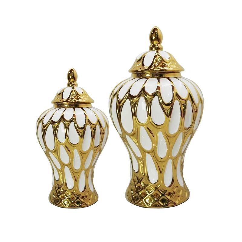 Charming White & Gold Ginger Jar