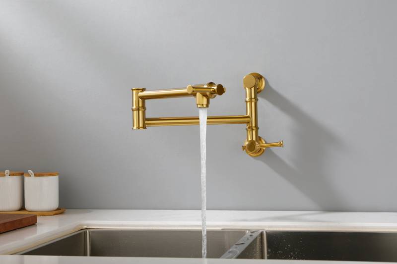 Wall-Mounted Brass Pot Filler Faucet