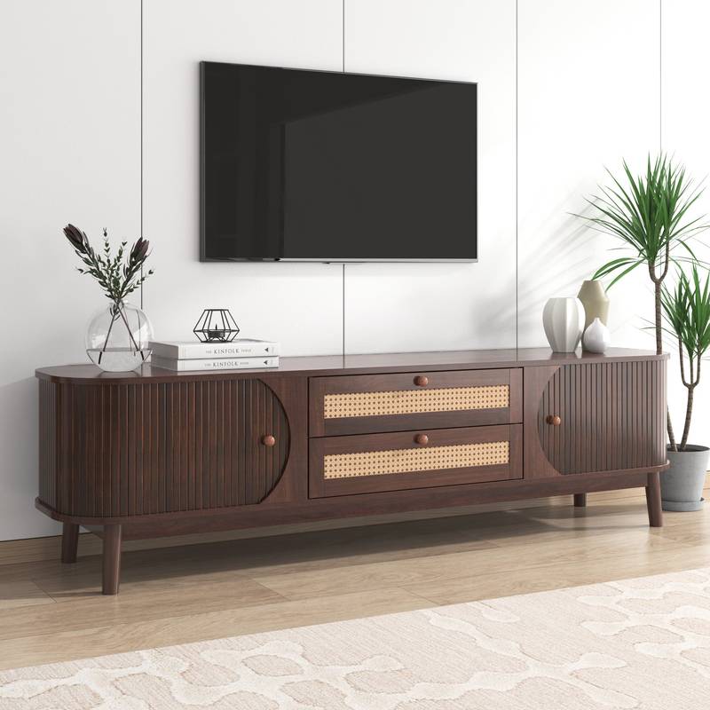 Chic Rattan TV Stand - Modern Farmhouse Style