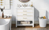 Navy Blue & White Chic Bathroom Vanity with Open Storage