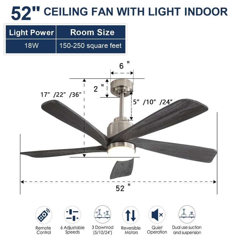 Elegant Smart Ceiling Fan with LED Light & Remote Control