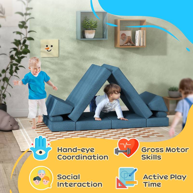 Cozy Modular Kids Couch Set in Blue