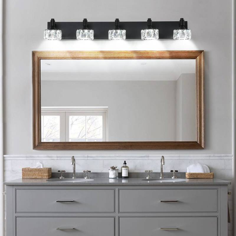 Sleek Black Crystal Vanity Light