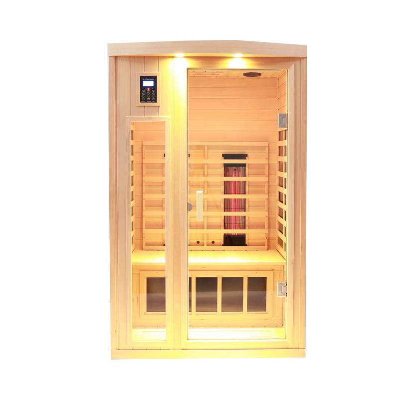 Cozy Hemlock Infrared Sauna with Mood Lighting and Bluetooth