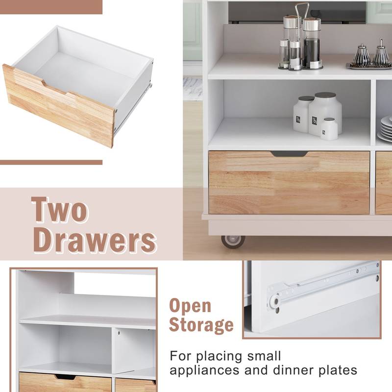 Versatile Rolling Kitchen Island with Storage and Wine Rack