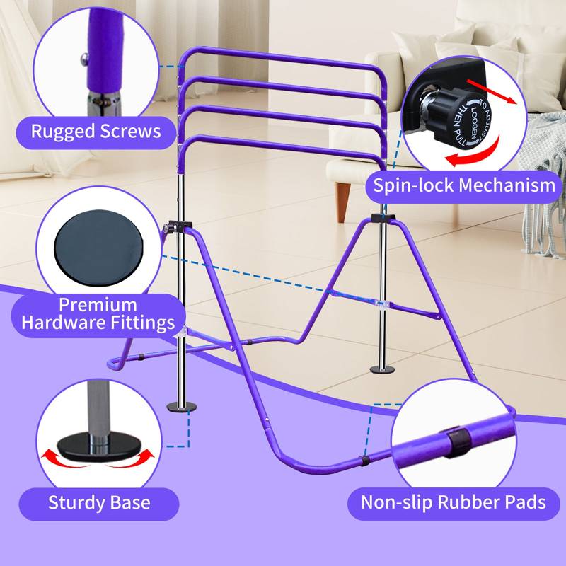 Adjustable Kids Gymnastics Bar - Fun & Foldable Training Equipment