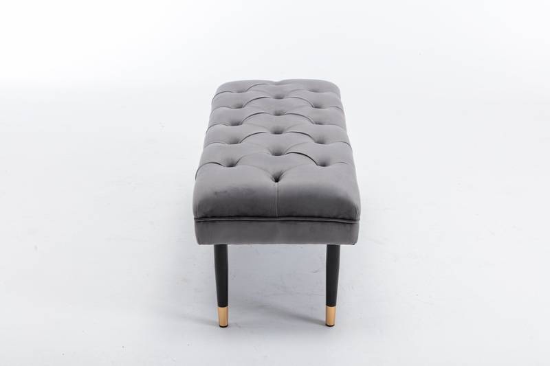 Chic Velvet Tufted Bench with Metal Legs