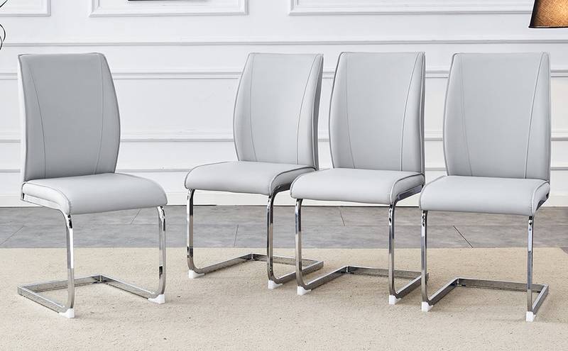 Chic Light Gray Arch Dining Chairs - Set of Four