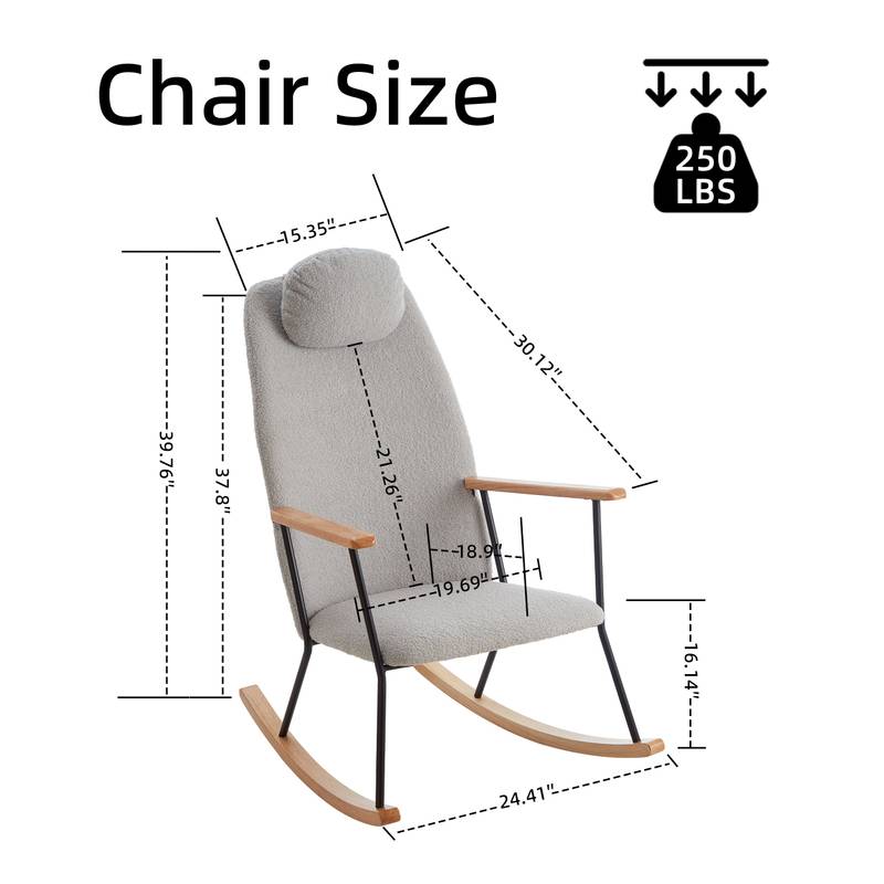 Cozy Rocking Chair with Adjustable Headrest