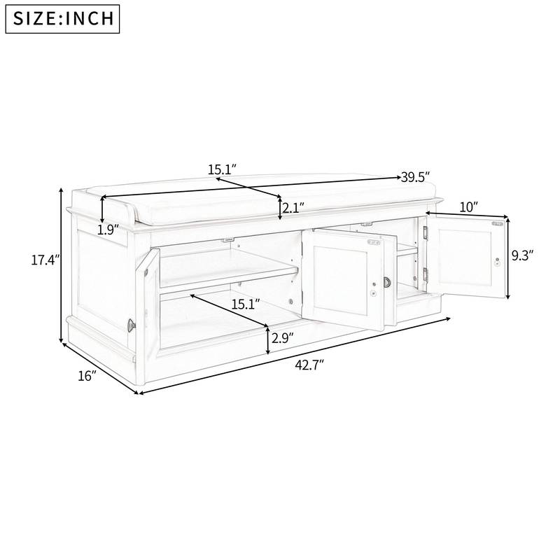 Stylish Storage Bench with Cushioned Seat