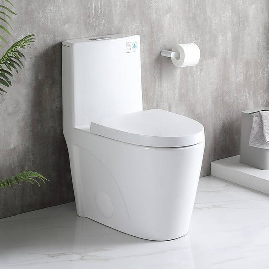 Eco-Friendly Comfort Height Toilet with Soft Close Seat – Glossy White