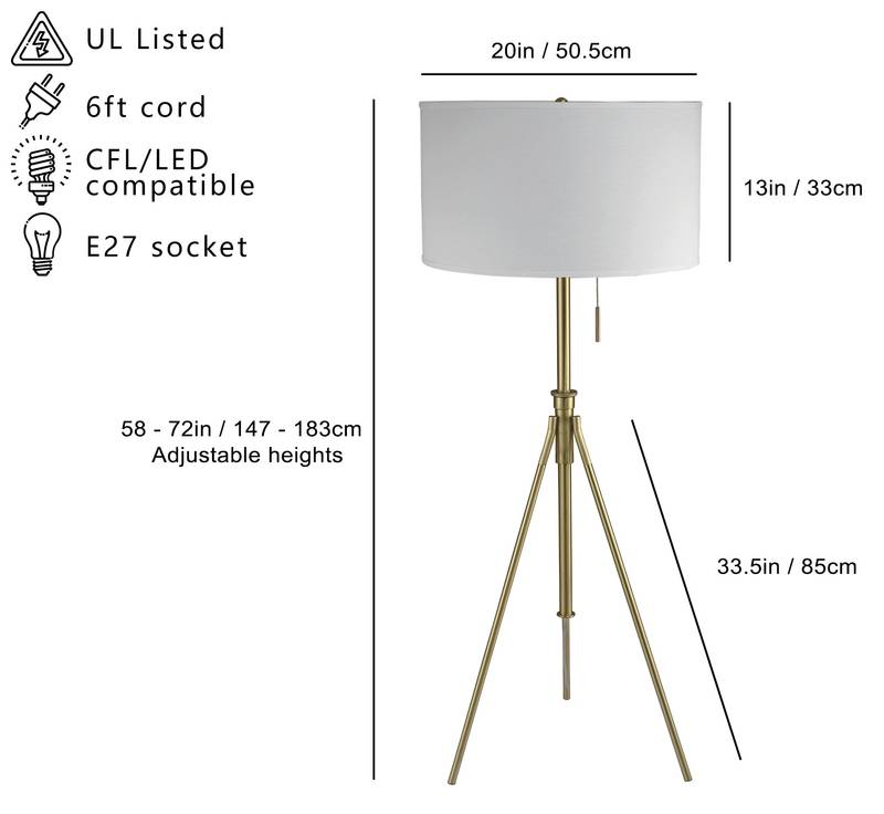 Versatile Adjustable Tripod Floor Lamp with Shade