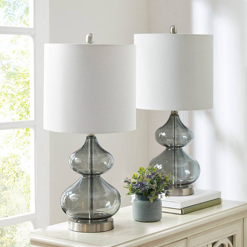 Curvy Glass Table Lamps - Set of Two