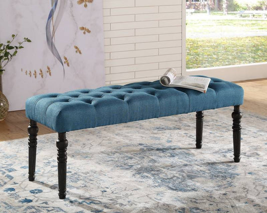 Cozy Blue Tufted Dining Bench