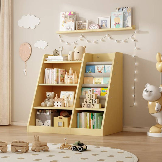 Natural Wood Kids' Bookcase & Toy Organizer