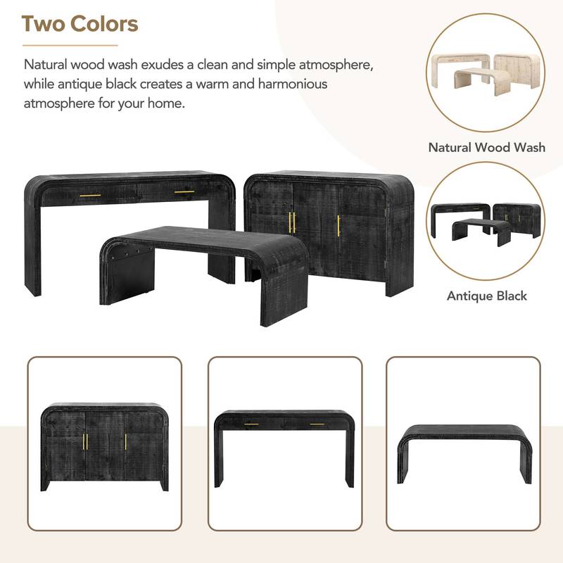 Vintage Charm Three-Piece furniture Set in Antique Black