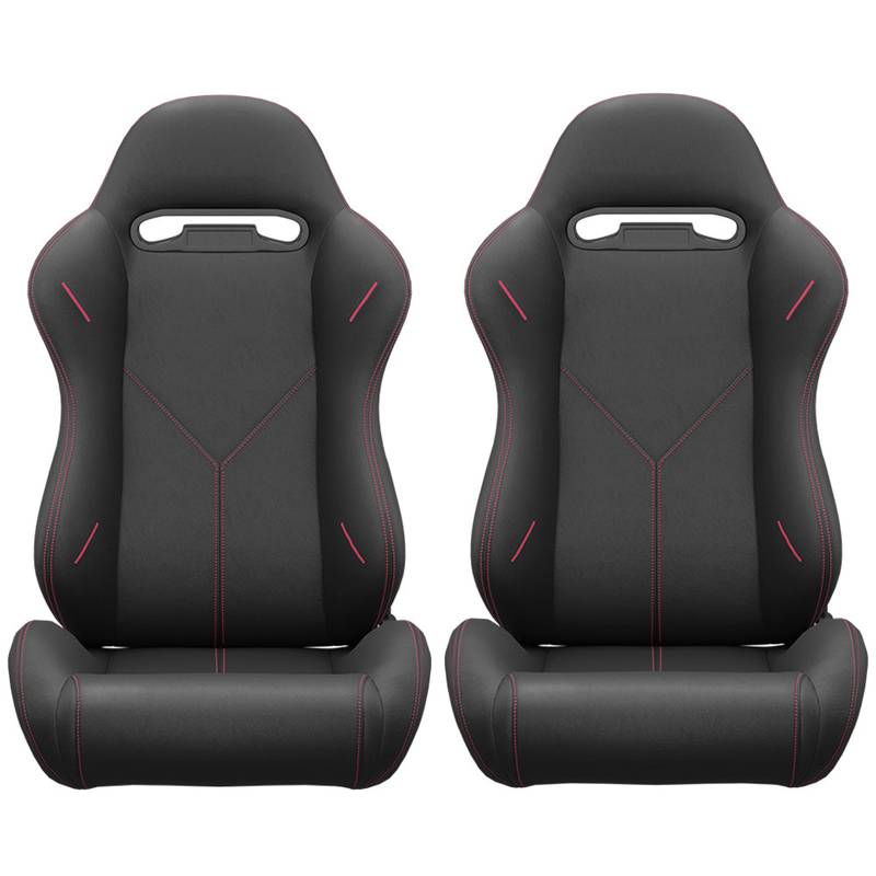 Racing Style Reclinable Bucket Seats with Red Stitching