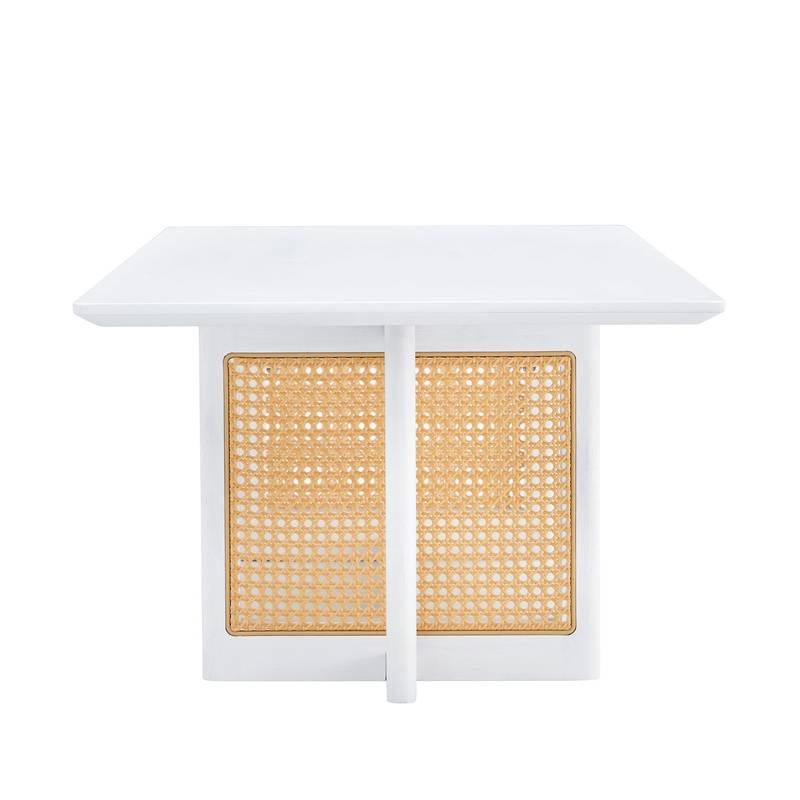 Chic Chinese Solid Wood Coffee Table with Rattan Touch