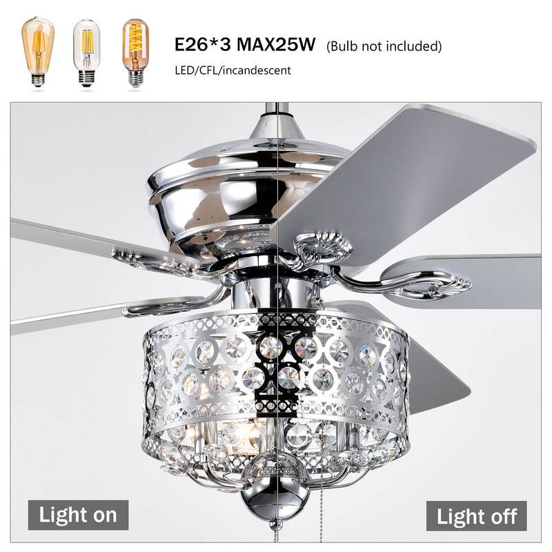 Chic Chrome Ceiling Fan with Pull Chain