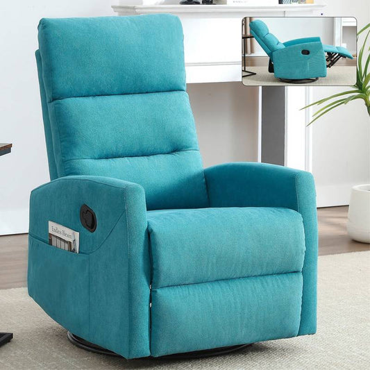 Cozy Blue Rocker Recliner Chair