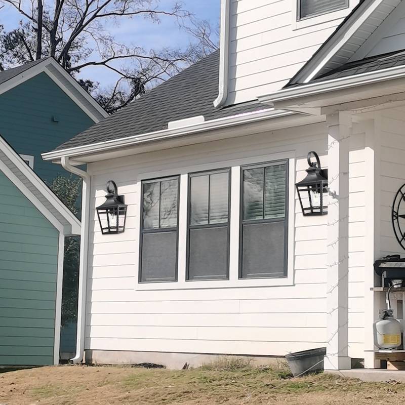 Sleek Black Outdoor Wall Sconce with Clear Glass