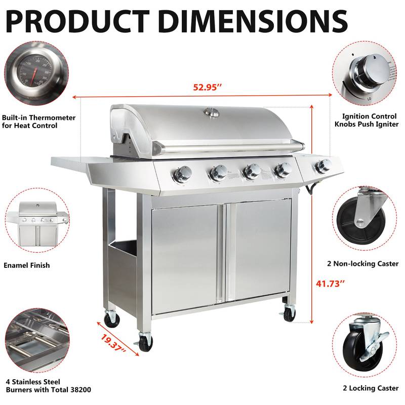 Sizzle Pro Stainless Steel 4-Burner Grill