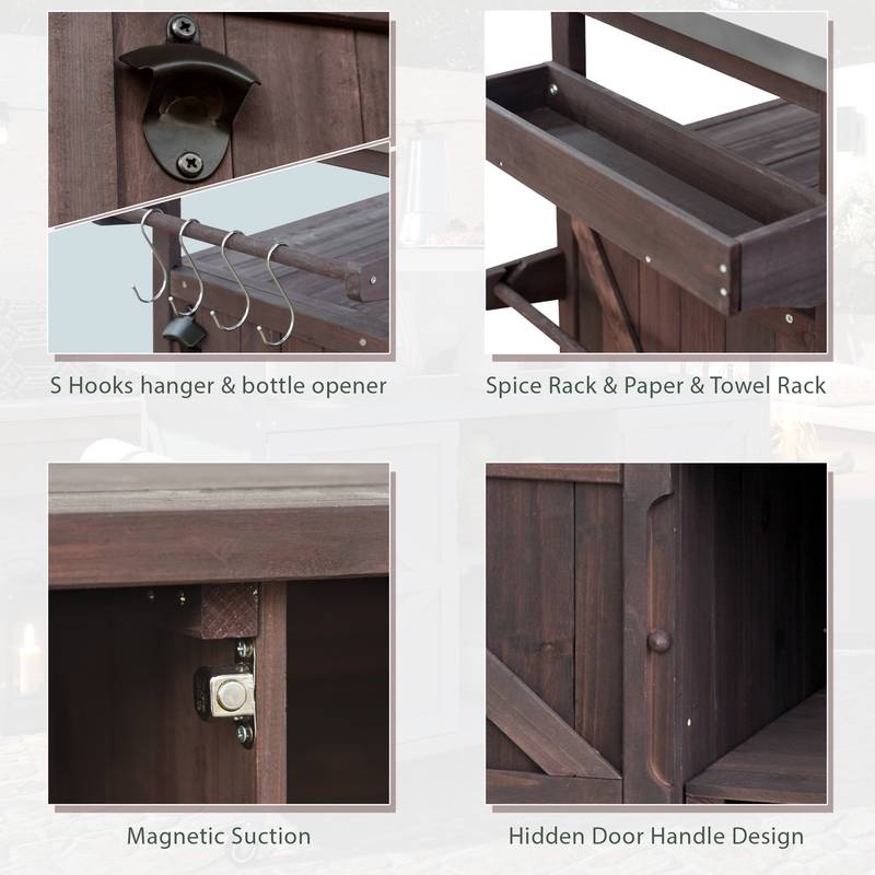 Rustic Rolling Outdoor Kitchen Bar & Grill Station