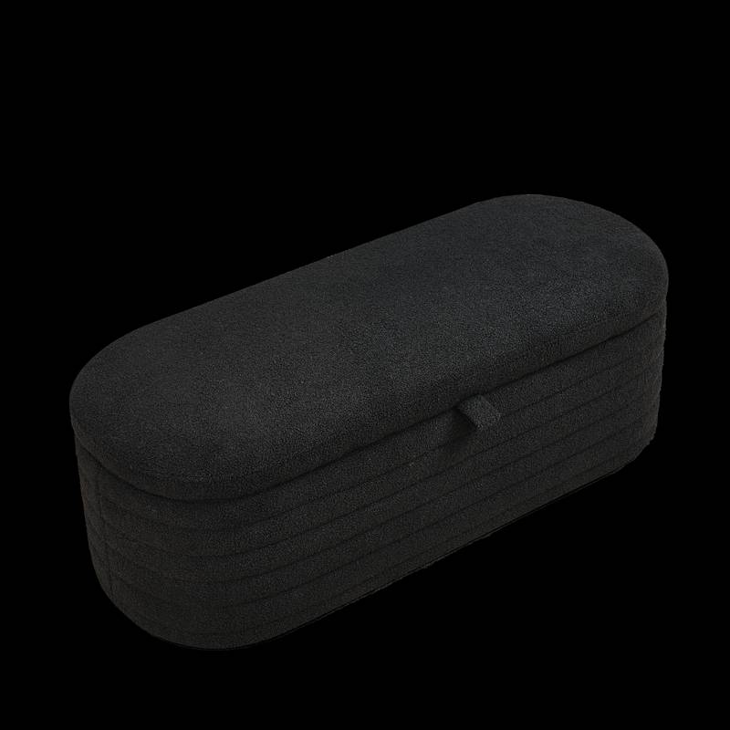 Cozy Black Teddy Storage Ottoman Bench