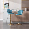 Chic Swivel Bar Stools with Velvet Touch and Gold Accents - Baby Blue Duo
