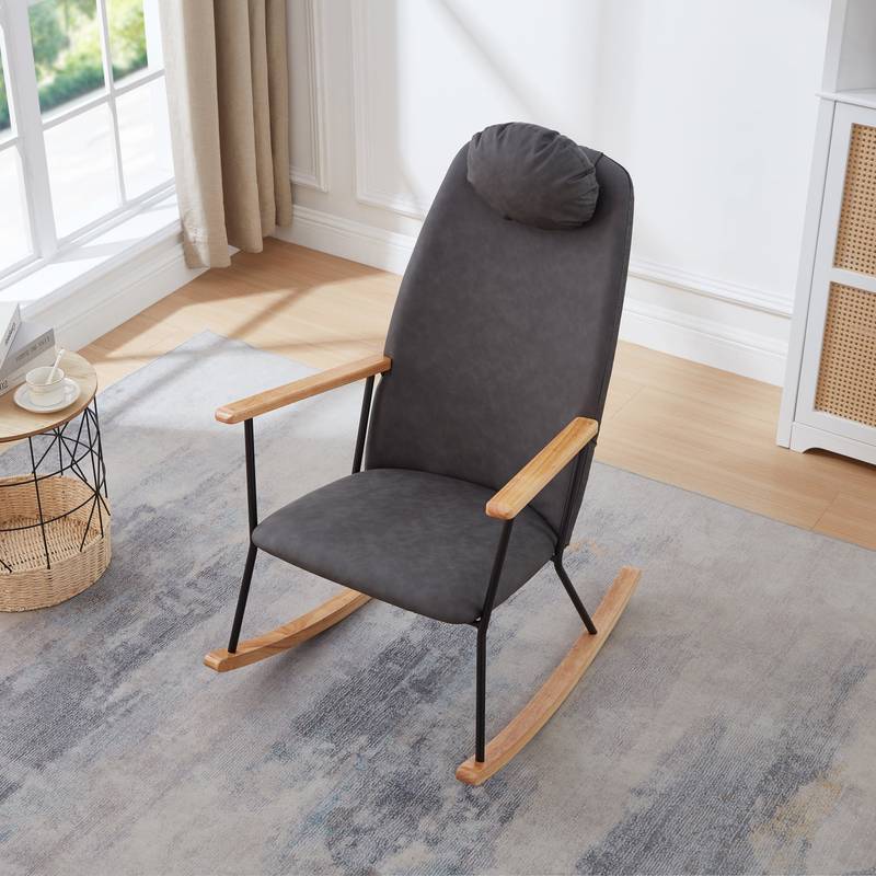 Cozy Rocking Chair with Adjustable Headrest