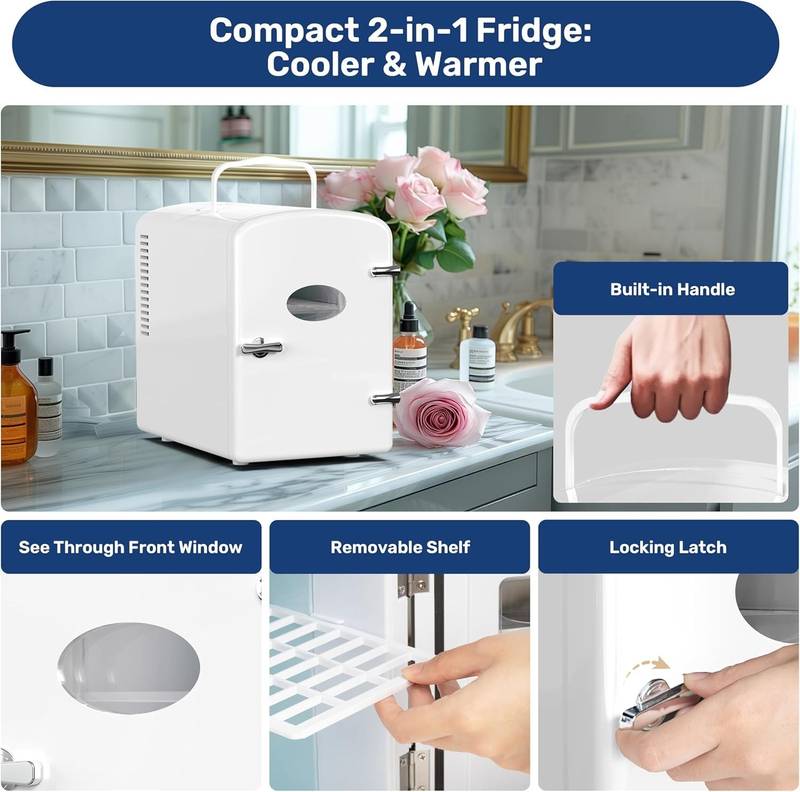 Chill & Heat Mini Fridge - Eco-Friendly Portable Cooler with Window